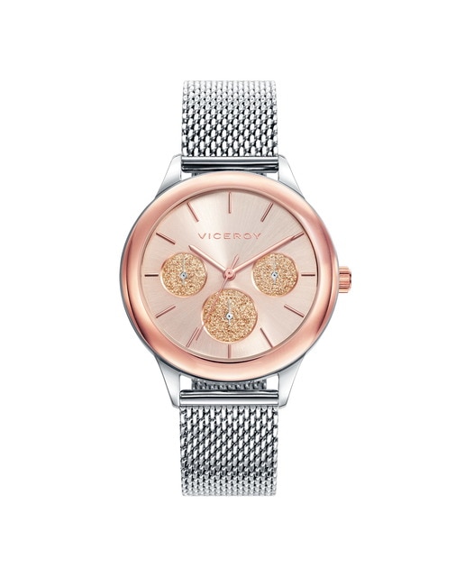 Reloj de Mujer Viceroy Chic multifunción de acero con IP Reloj de mujer acero IP oro rosa multifuncion y esfera negra