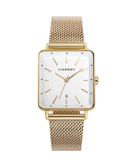 Reloj de Mujer Viceroy Air tres agujas de acero IP dorado y Reloj Viceroy de mujer rectangular clásico, de acero