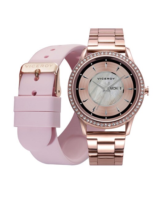 Smartwatch de mujer Smart Pro de acero Ip rosa con malla milanesa y correa  de piel rosa de recambio · Viceroy · El Corte Inglés
