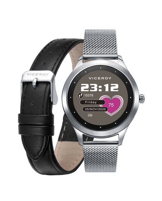 Smartwatch de mujer Smart Pro de acero con y malla milanesa con correa de  piel negra de recambio · Viceroy · El Corte Inglés