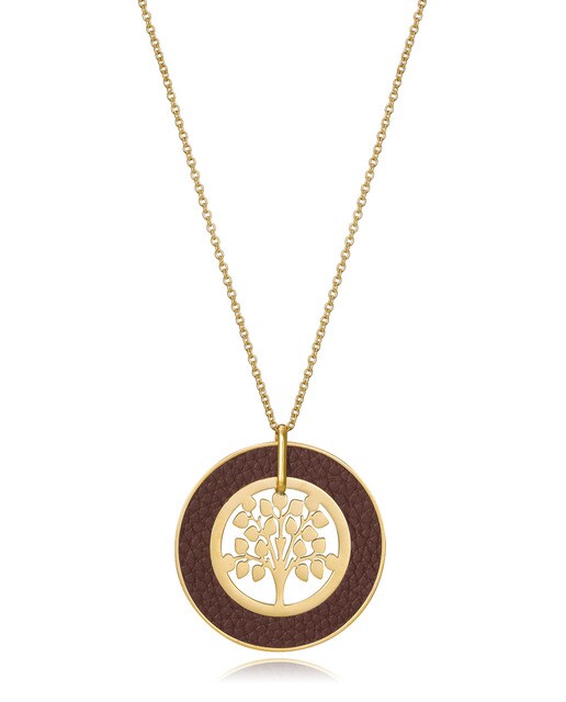 Colgante Chic de acero largo con árbol de la vida y marco de piel en marrón  · Viceroy · El Corte Inglés
