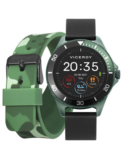 Smartwatch infantil Smartpro con correa de silicona negra y correa  adicional con estampado de camuflaje verde · Viceroy · El Corte Inglés