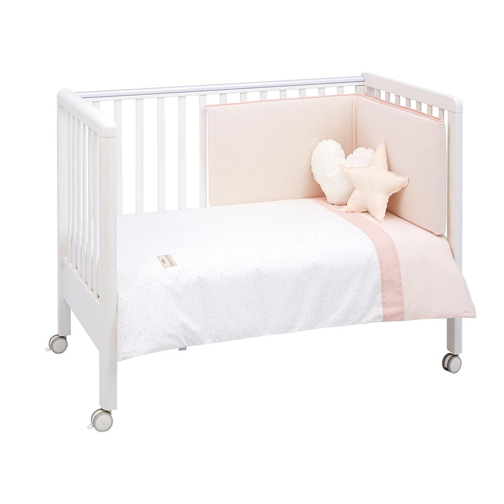 Juego de 4 piezas Cambrass Astra para cuna (60x120 cm Funda nórdica y protector cuna 60x120 cm Mr. Moon Baby Clic