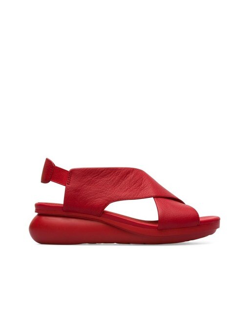Sandalias de cuña de mujer en piel color rojo · Camper · El Corte Inglés