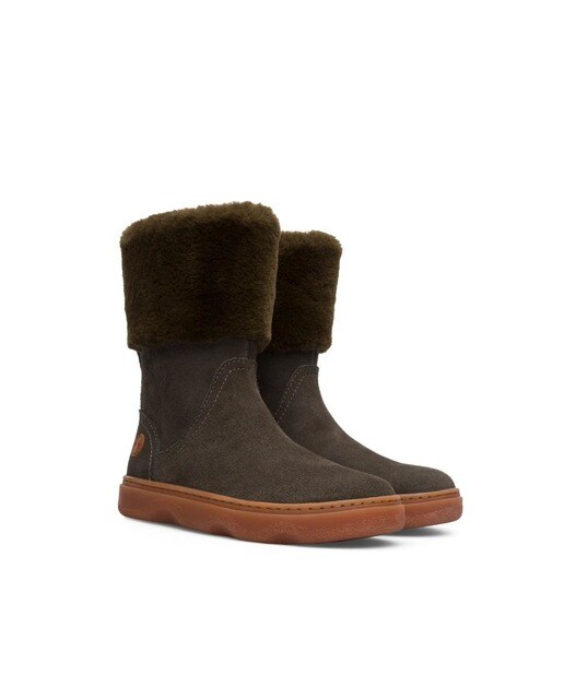 Botas de niña de piel marrón con forro de peluche · Camper · El Corte Inglés