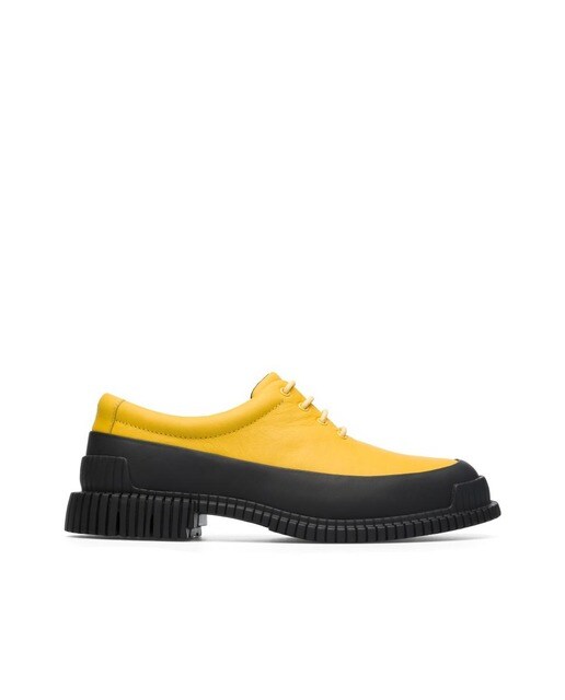 Zapatos de cordones de mujer de piel en amarillo con suela deportiva en  contraste · Camper · El Corte Inglés