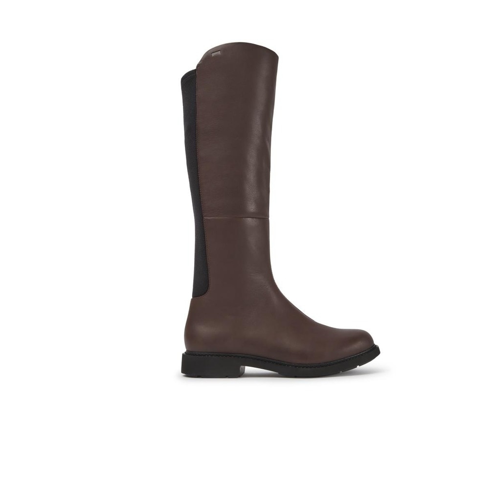 Botas de mujer de piel de caña alta en marrón - Camper - Marrón oscuro Marrón oscuro-1