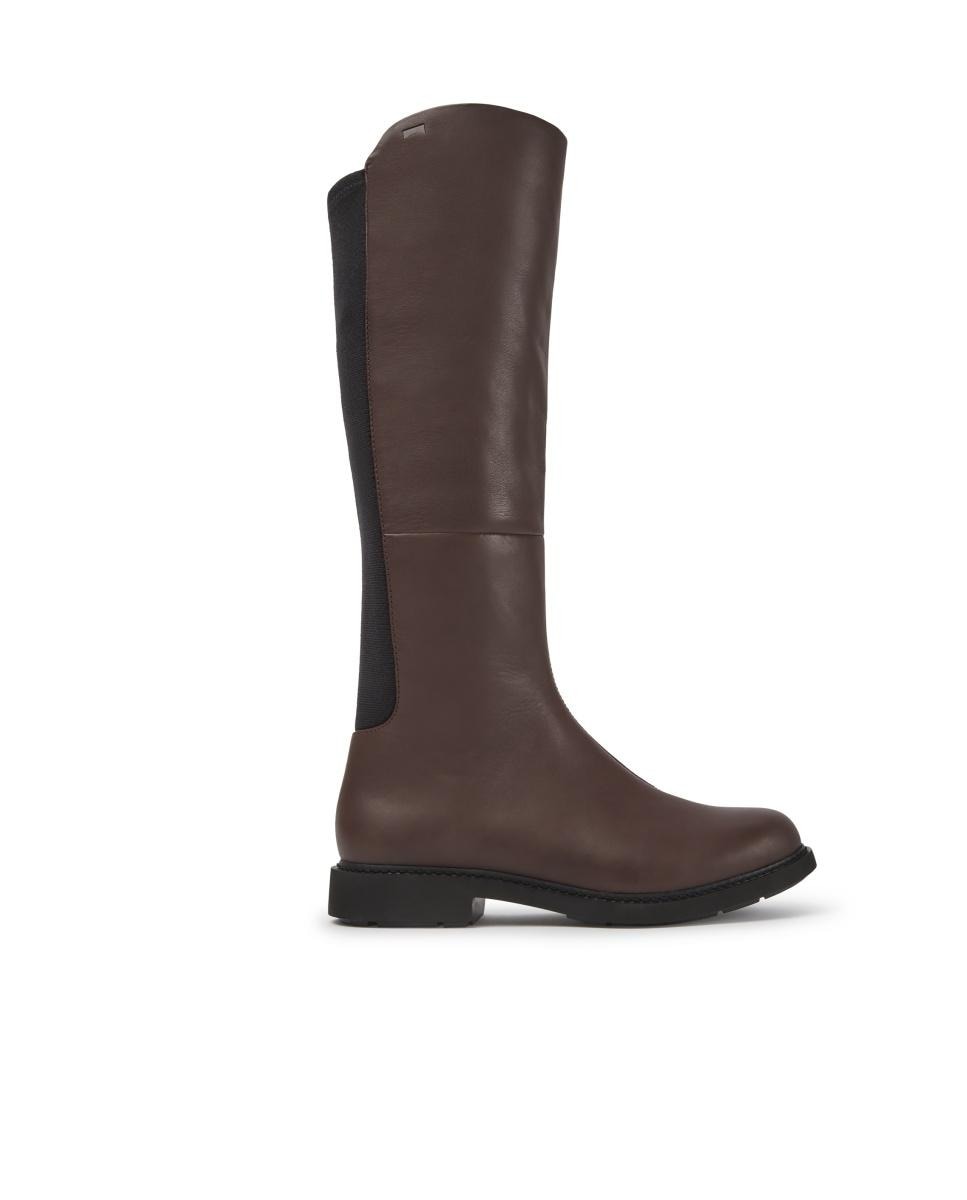 Botas de mujer de piel de caña alta en marrón - Camper - Marrón oscuro Marrón oscuro-5