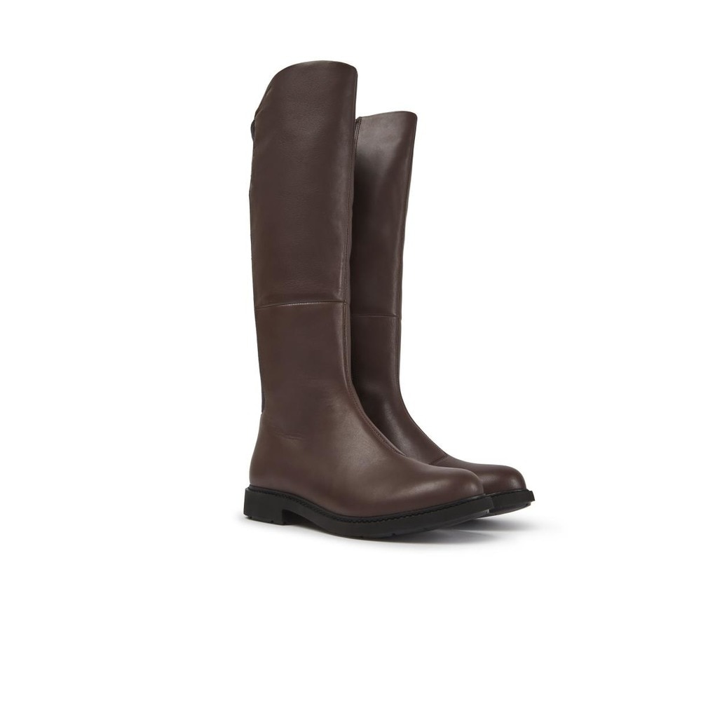 Botas de mujer de piel de caña alta en marrón - Camper - Marrón oscuro Marrón oscuro-2