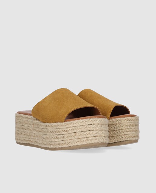 Sandalias de plataforma de mujer en color mostaza con suela de yute ·  CHIKA10 · El Corte Inglés