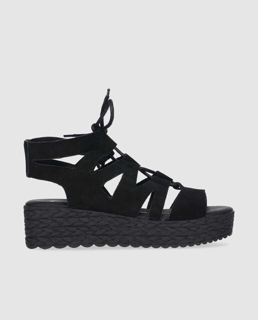 Sandalias de plataforma de mujer Chika10 de piel en color negro con cierre  de cordones · CHIKA10 · El Corte Inglés