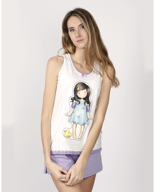 Pijama de mujer de tirantes con lunares