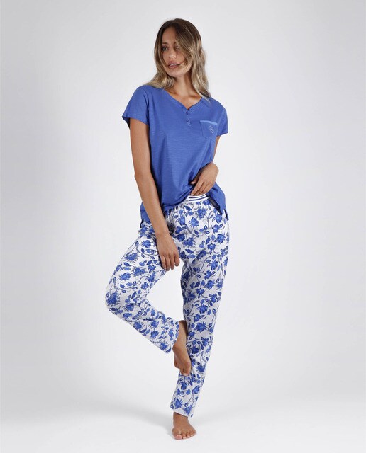 Pijama de mujer largo con manga corta y pantalón estampado · Admas · El  Corte Inglés