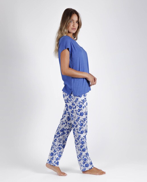 Pijama de mujer largo con manga corta y pantalón estampado · Admas · El  Corte Inglés