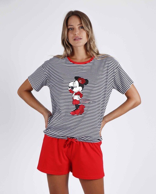 Pijama de mujer corto de rayas con manga corta · Disney · El Corte Inglés