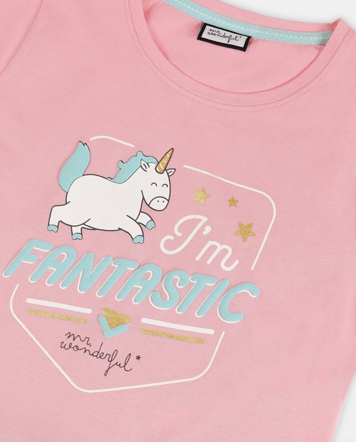 Pijama de niña de algodón con manga corta y motivos de unicornios · Mr.  Wonderful · El Corte Inglés