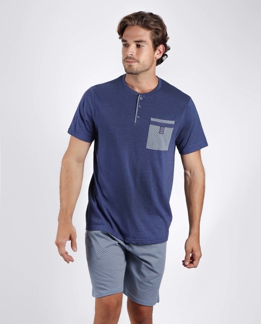 Pijama corto de hombre de punto en color azul · Admas · El Corte Inglés