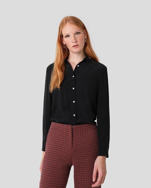 Camisa de mujer de seda en color negro · Scalpers · El Corte Scalpers Camisa Seda Bolsillos Camisa para Mujer, Talla S