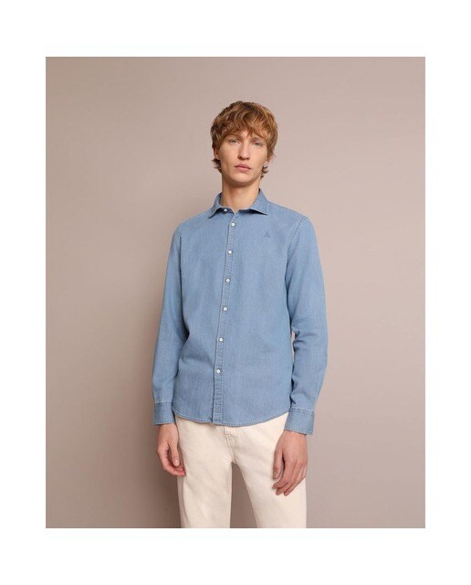 Camisa de hombre slim lisa en azul denim · Scalpers · El Corte Inglés