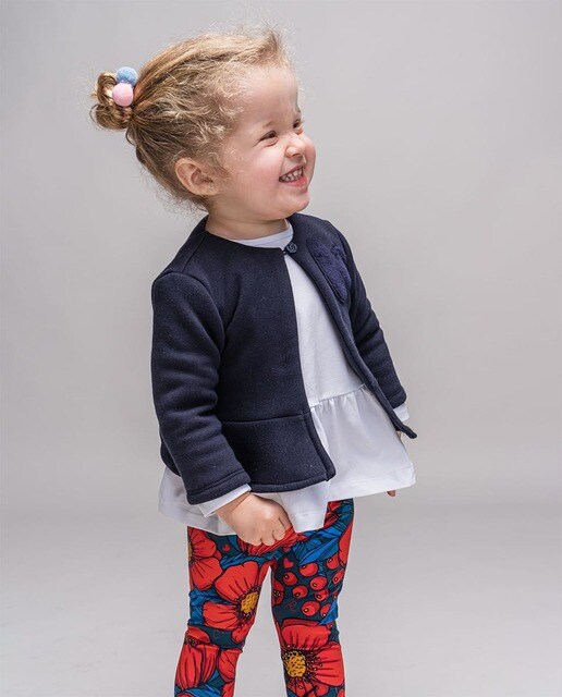 Leggins de bebé niña con estampado de flores rojas sobre fondo azul ·  Rosalita Señoritas · El Corte Inglés