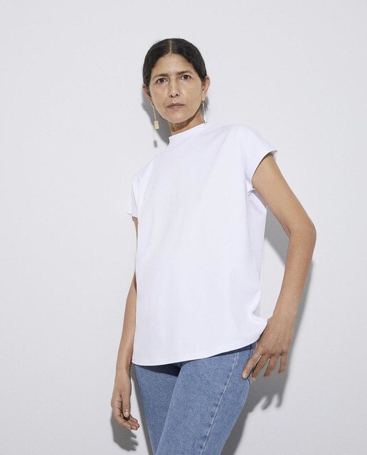 Camiseta de mujer de manga corta con cuello perkins · Adolfo Dominguez · El Corte  Inglés