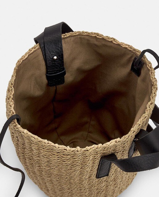 Bolso de hombro Adolfo Domínguez de rafia en color natural con asa de piel  · Adolfo Dominguez · El Corte Inglés