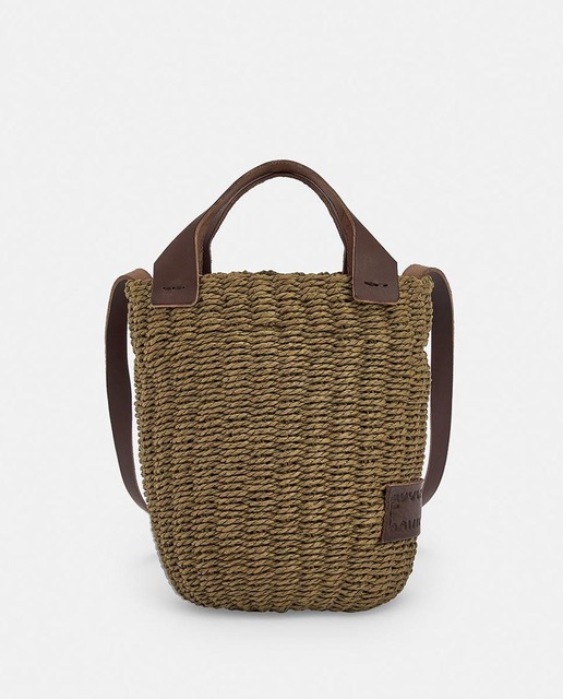 Bolso de mano Adolfo Domínguez de rafia en verde con asa de piel · Adolfo  Dominguez · El Corte Inglés