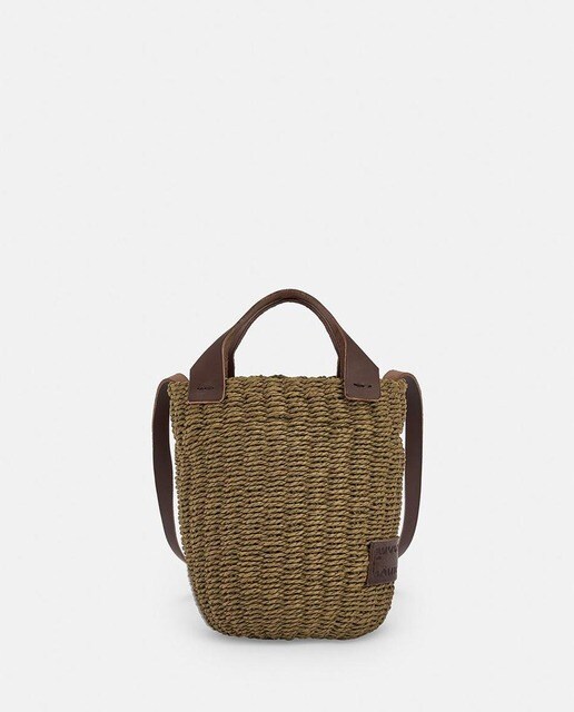 Bolso de mano Adolfo Domínguez de rafia en verde con asa de piel · Adolfo  Dominguez · El Corte Inglés