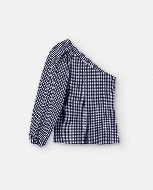 Blusa de mujer asimétrica con estampado de cuadros · Adolfo Dominguez · El  Corte Inglés