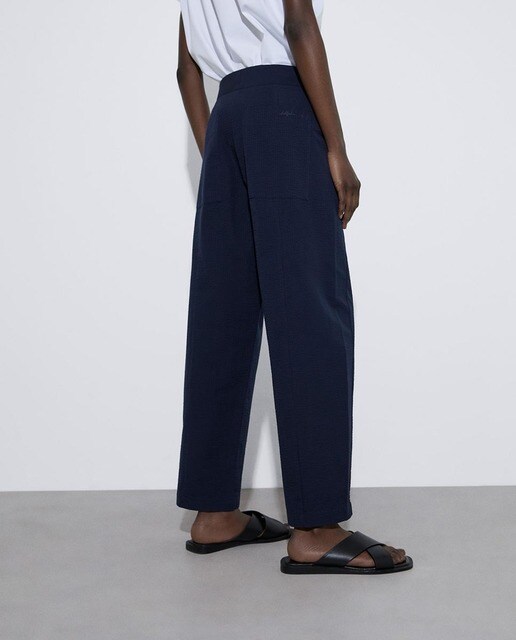 Pantalon de mujer de algodón en color azul · Adolfo Dominguez · El Corte  Inglés