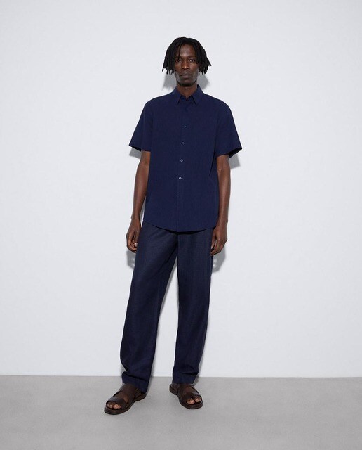 Camisa de hombre lisa en color azul · Adolfo Dominguez · El Corte Inglés