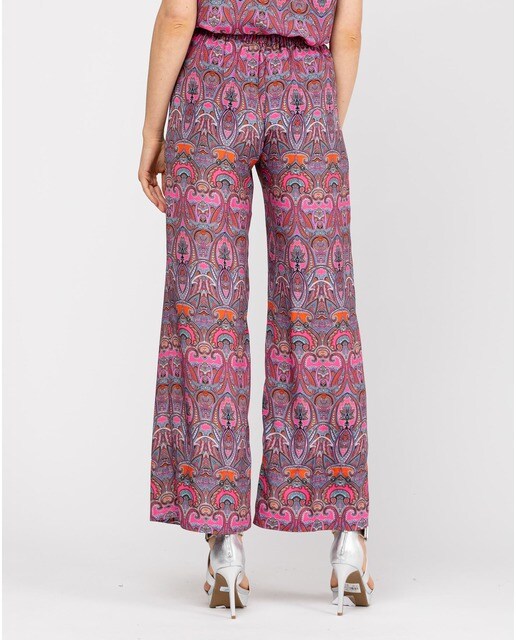 Pantalón ancho de mujer estampado con cinturilla elástica · Niza · El Corte  Inglés