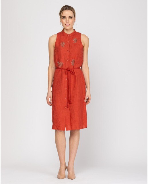 Vestido midi camisero 100% lino con bordado edición limitada · Niza · El  Corte Inglés
