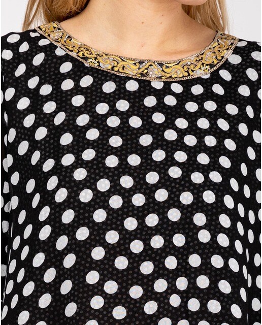 Blusa de mujer de lunares con cuello redondo y bordado · Niza · El Corte  Inglés