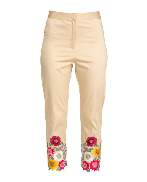 Pantalón recto de mujer cropped con bordado floral · Niza · El Corte Inglés