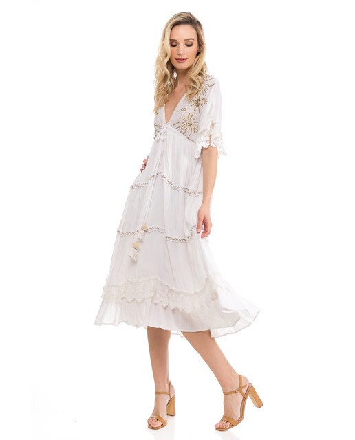 Vestido con manga francesa, pedrería y pompones · Lady boho · El Corte  Inglés
