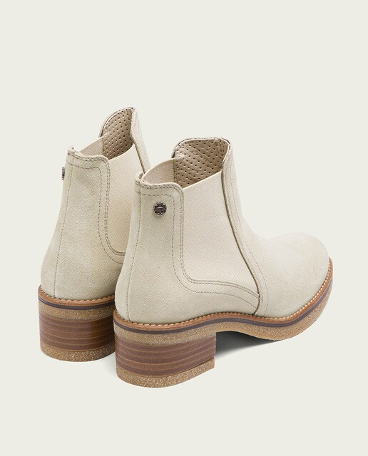 Botines de mujer de serraje color crema · Porronet · El Corte Inglés