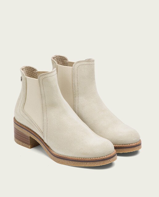 Botines de mujer de serraje color crema · Porronet · El Corte Inglés