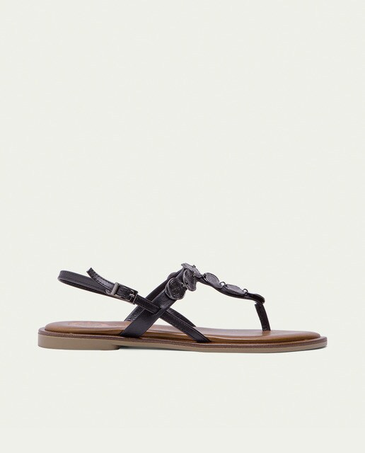 Sandalias planas de mujer de piel color negro · Porronet · El Corte Inglés