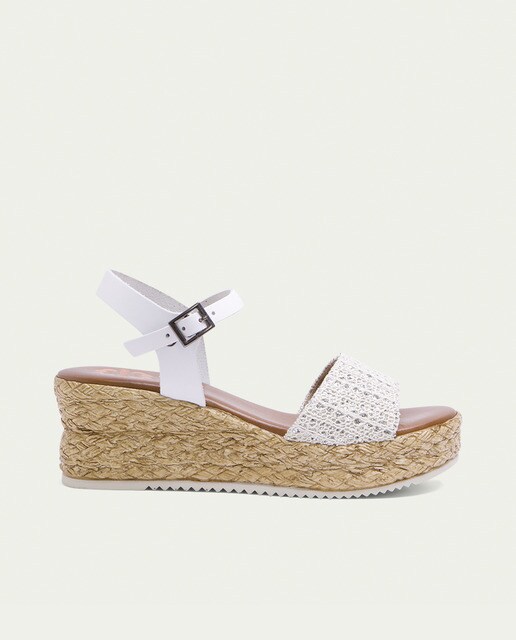 Sandalias de cuña de mujer de tejido color blanco · Porronet · El Corte  Inglés
