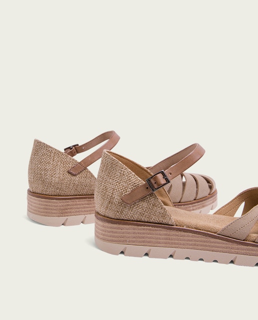 Sandalias de cuña de mujer de serraje topo · Porronet · El Corte Inglés