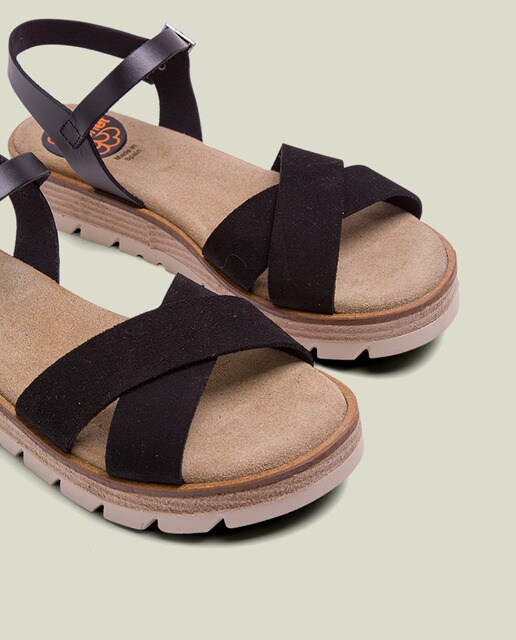 Sandalias de cuña de mujer de piel color negro · Porronet · El Corte Inglés