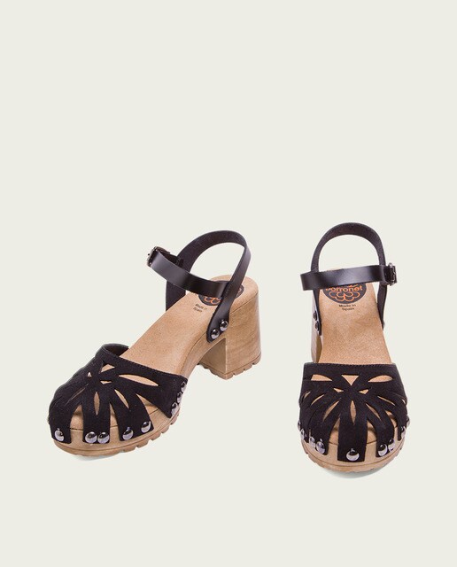Sandalias de tacón color de mujer de serraje negro · Porronet · El Corte  Inglés