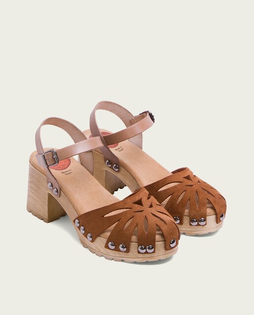 Sandalias de tacón color de mujer de serraje cuero · Porronet · El Corte  Inglés
