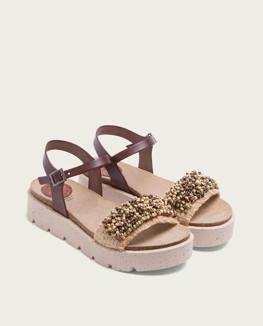 Sandalias de plataforma de mujer de rafia en color moka · Porronet · El Corte  Inglés