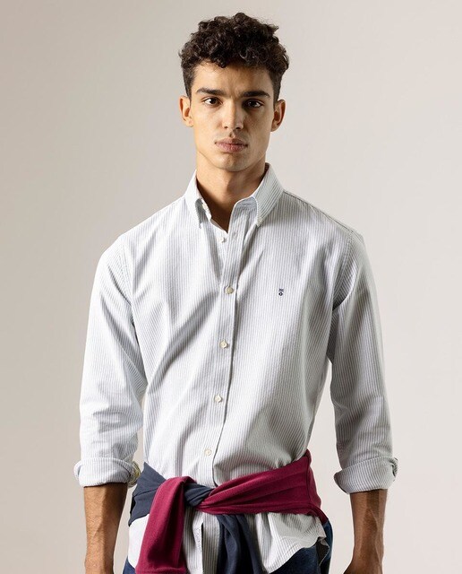 Camisa de hombre slim de rayas verdes · PuroEgo · El Corte Inglés