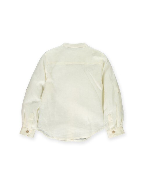 Camisa De Niño En Color Blanco Con Cuello Mao Y Pechera Pan Con Chocolate El Corte Inglés