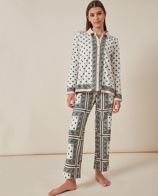Pijama de mujer largo camisero estampado a contraste · Gisela · El Corte  Inglés
