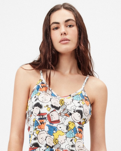 Pijama de mujer corto estampado de Snoopy con camiseta de tirantes · Gisela  · El Corte Inglés
