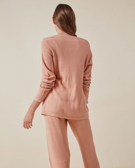 Conjunto de mujer largo de punto canalé liso · Gisela · El Corte Inglés